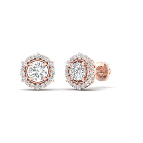 1 ctw Round Hexagonal Lab Grown Ear Stud