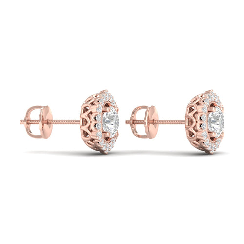 1 ctw Round Hexagonal Lab Grown Ear Stud