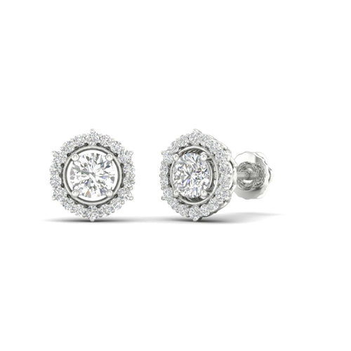 1 ctw Round Hexagonal Lab Grown Ear Stud