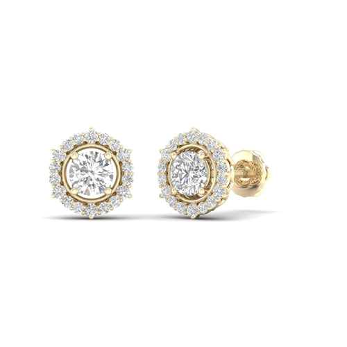 1 ctw Round Hexagonal Lab Grown Ear Stud