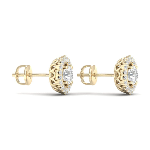 1 ctw Round Hexagonal Lab Grown Ear Stud