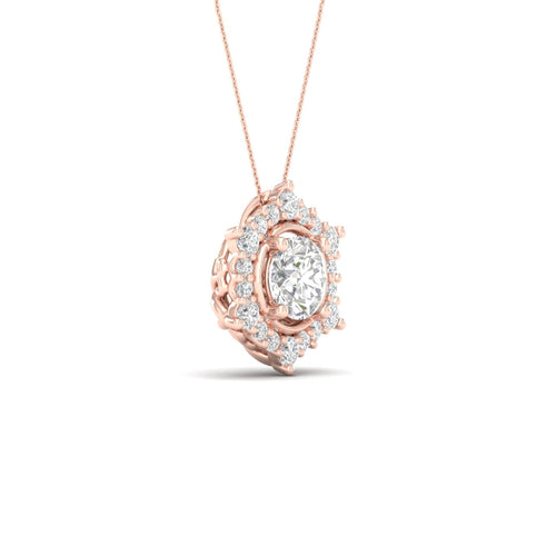3/4 ctw Hexagonal Lab Grown Halo Pendant