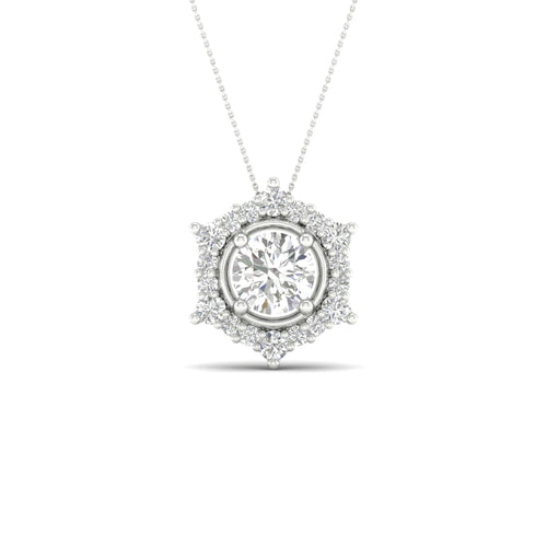 3/4 ctw Hexagonal Lab Grown Halo Pendant