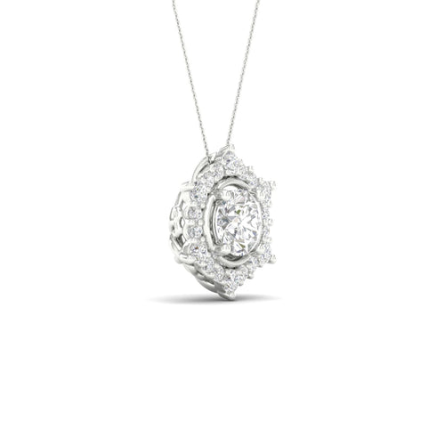 3/4 ctw Hexagonal Lab Grown Halo Pendant