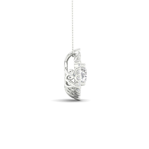 3/4 ctw Hexagonal Lab Grown Halo Pendant