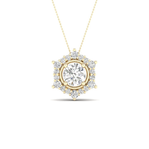 3/4 ctw Hexagonal Lab Grown Halo Pendant