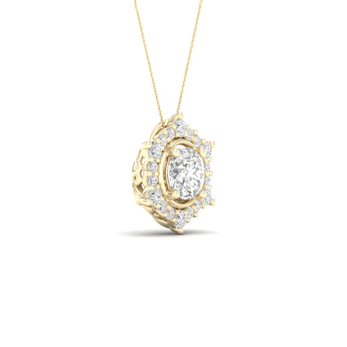 3/4 ctw Hexagonal Lab Grown Halo Pendant