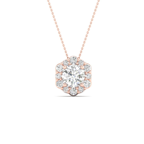 1/3 Ctw Hexagon Halo Lab Grown Pendant
