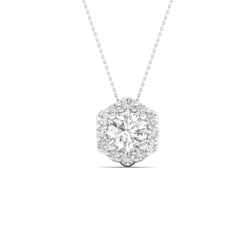 1/3 Ctw Hexagon Halo Lab Grown Pendant