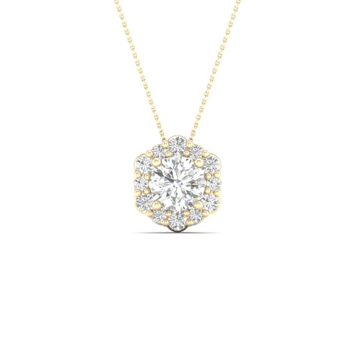 1/3 Ctw Hexagon Halo Lab Grown Pendant