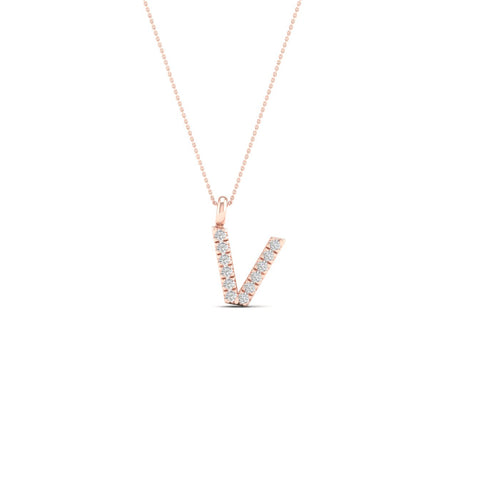 "V" Initial Lab Grown Fashion Pendant