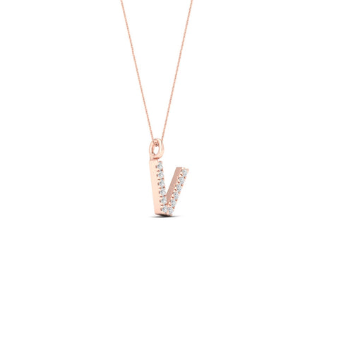 "V" Initial Lab Grown Fashion Pendant