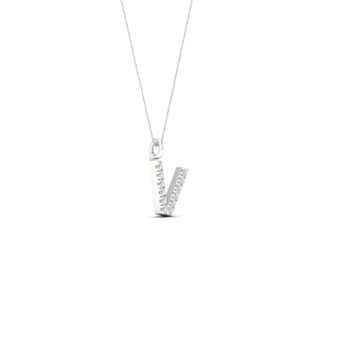 "V" Initial Lab Grown Fashion Pendant