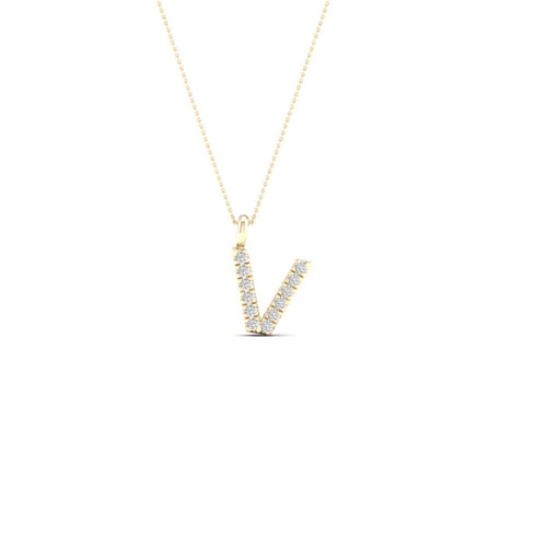 "V" Initial Lab Grown Fashion Pendant