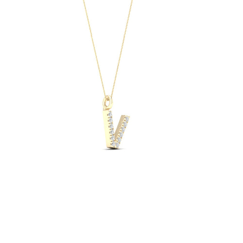 "V" Initial Lab Grown Fashion Pendant