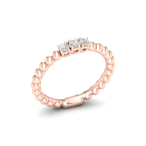1/6 Ctw Three Stone Bubble Stack Ring