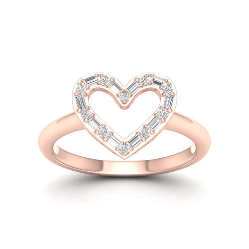 1/4 Ctw Ana de Aramas Heart Baguette Round Lab Grown Fashion Ring