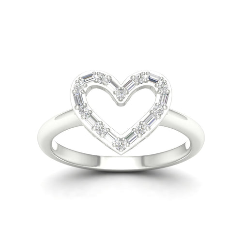 1/4 Ctw Ana de Aramas Heart Baguette Round Lab Grown Fashion Ring