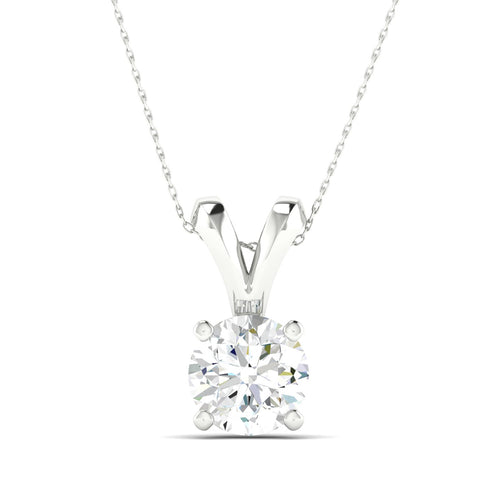 1/2 ctw Split Bail Round Lab Grown Solitaire Pendant