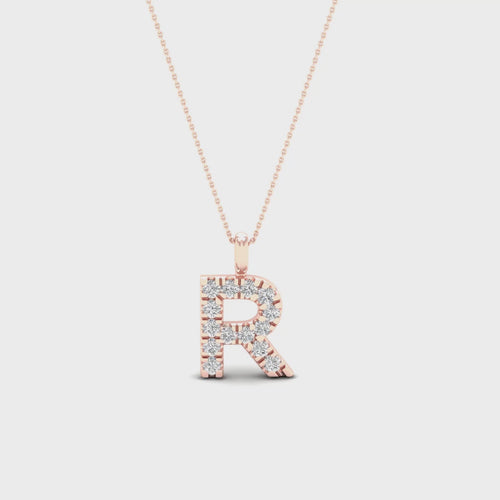 "R" Initial Lab Grown Fashion Pendant