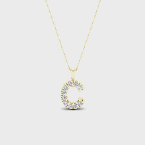 "C" Initial Lab Grown Fashion Pendant