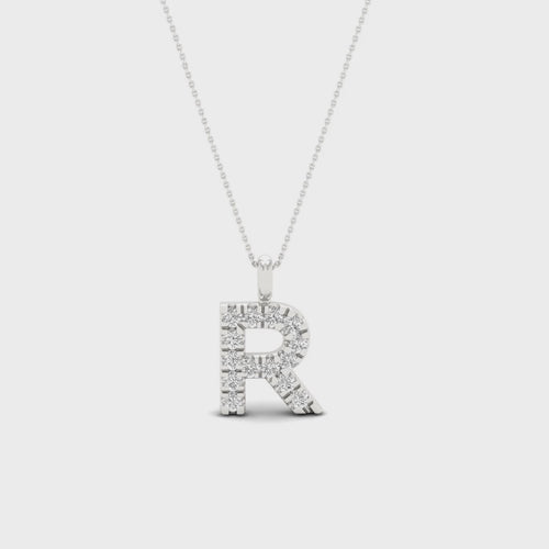 "R" Initial Lab Grown Fashion Pendant