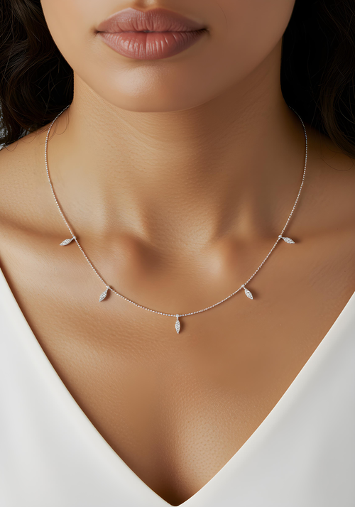 1/3 Ctw. Bar Silver Lab Grown Station Necklace-16.5 Inch