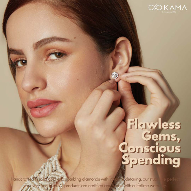 1 1/5 ctw Classic Round Halo Ear Stud