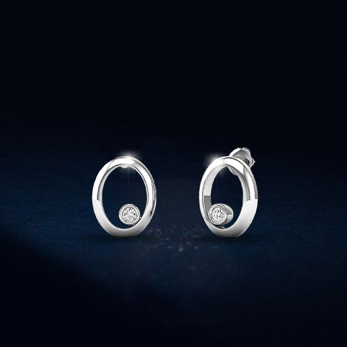 1/20 Ctw Oval Silver Lab Grown Earring