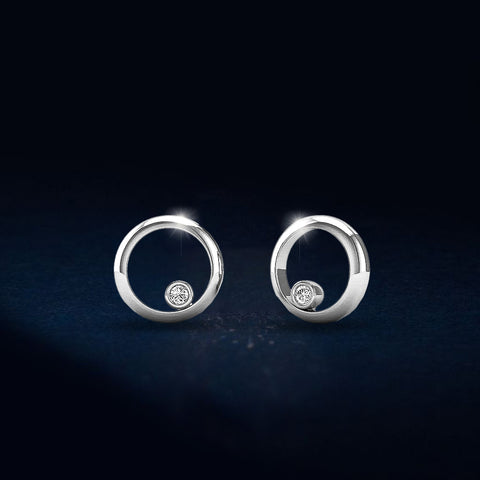 1/20 Ctw Circle Silver Lab Grown Earring