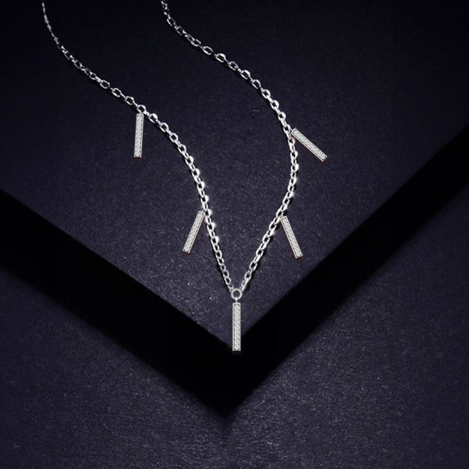 1/3 Ctw. Linear Silver Station Lab Grown Necklace