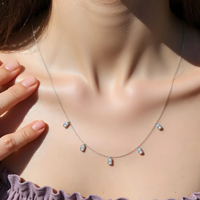 3/8 Ctw. Clip Silver Station Lab Grown Necklace - 16.5 Inch