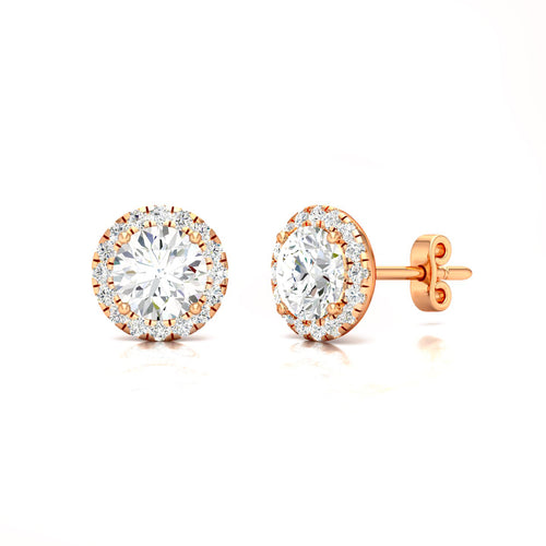 1 1/5 ctw Classic Round Halo Ear Stud