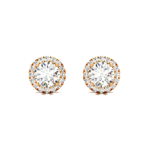 1 1/5 ctw Classic Round Halo Ear Stud