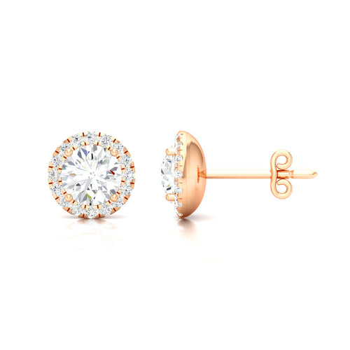 1 1/5 ctw Classic Round Halo Ear Stud