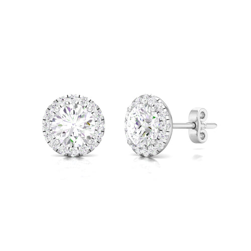 1 1/5 ctw Classic Round Halo Ear Stud