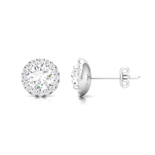 1 1/5 ctw Classic Round Halo Ear Stud