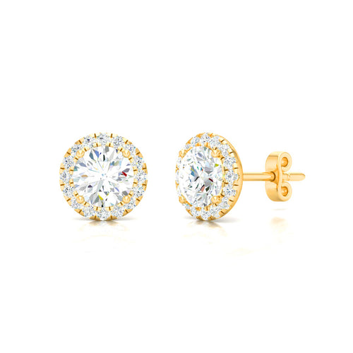 1 1/5 ctw Classic Round Halo Ear Stud