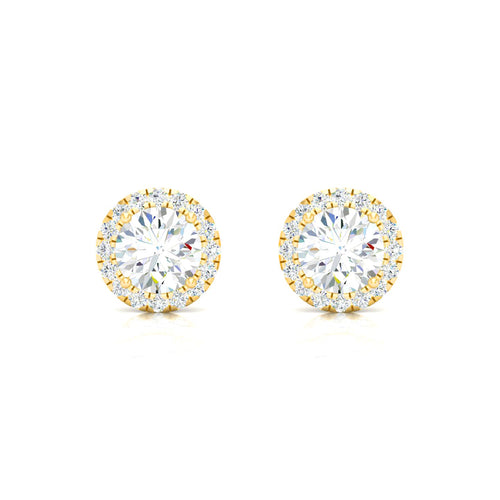 1 1/5 ctw Classic Round Halo Ear Stud