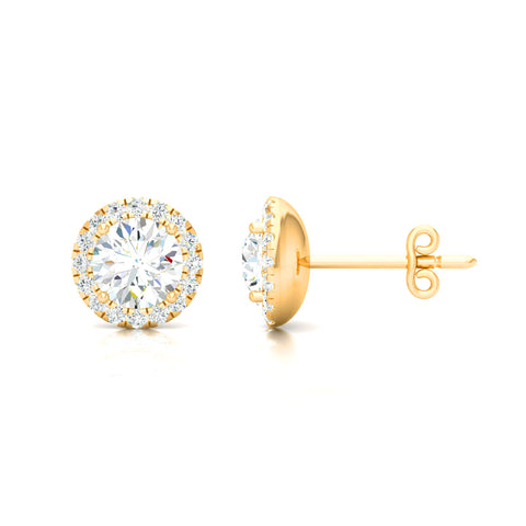 1 1/5 ctw Classic Round Halo Ear Stud