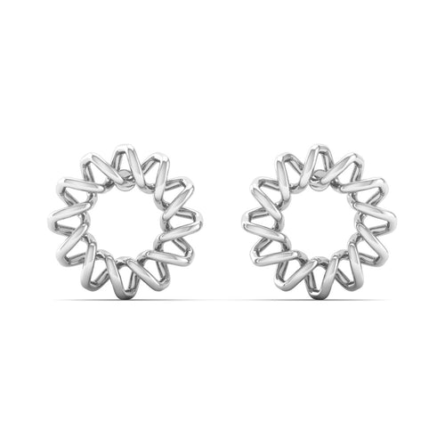 9K Solid Gold Sunflower Round Stud Earrings