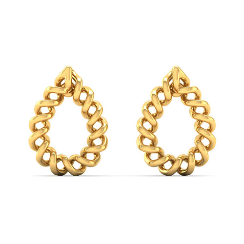 9K Solid Gold Pear Drop Stud Earrings