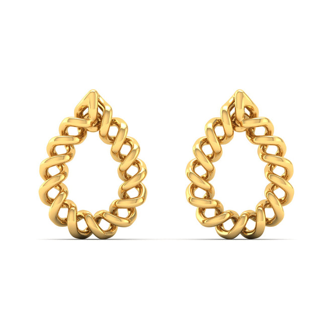 9K Solid Gold Pear Drop Stud Earrings