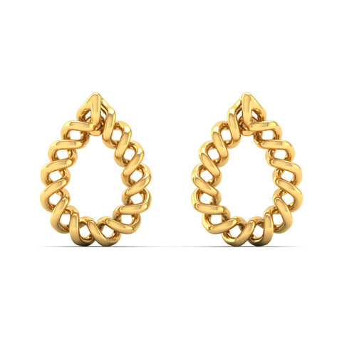 9K Solid Gold Pear Drop Stud Earrings