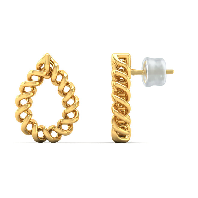 9K Solid Gold Pear Drop Stud Earrings