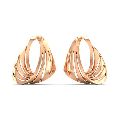 9K Solid Gold Twisted Curved Stud Earrings