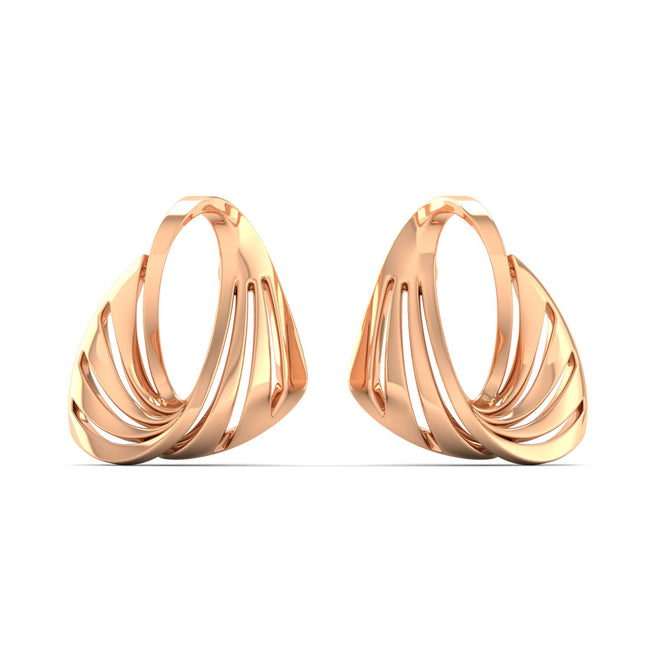 9K Solid Gold Twisted Curved Stud Earrings