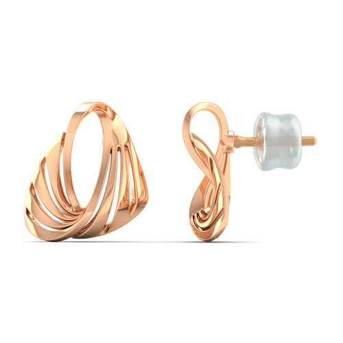 9K Solid Gold Twisted Curved Stud Earrings