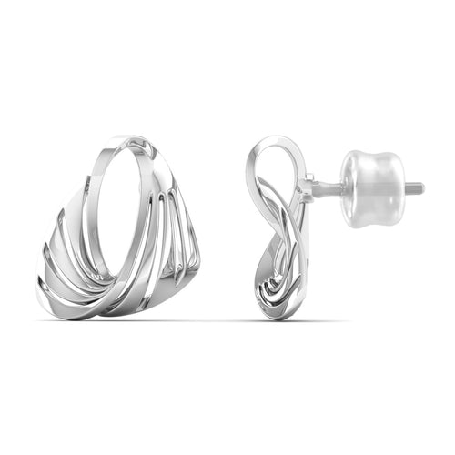 9K Solid Gold Twisted Curved Stud Earrings