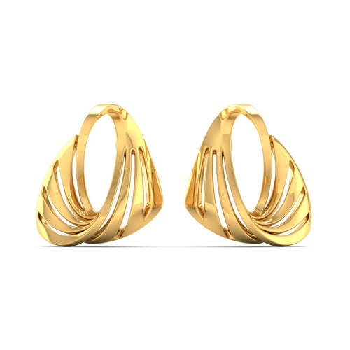 9K Solid Gold Twisted Curved Stud Earrings